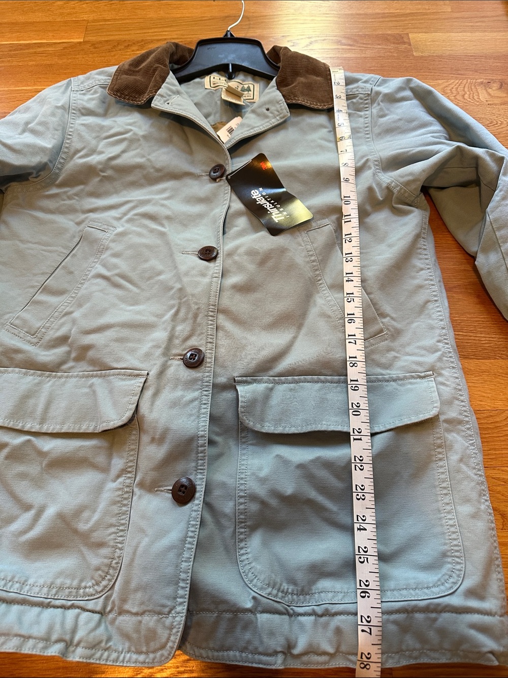 L.L. Bean NWT Barn Utility Jacket light blue w/ Brwn.Corduroy Collar size small - Picture 7 of 8